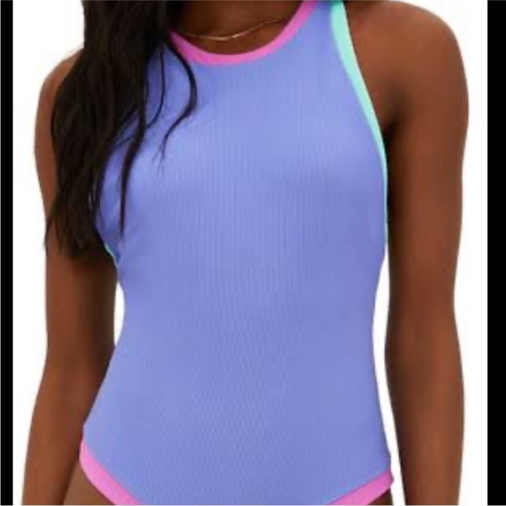 Beach Riot Blue and Pink Athletic One Piece Swimsuit